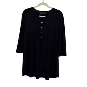 Sympli Black Jersey Stretch Tunic Top Capsule Minimalist Grunge Large Size 12